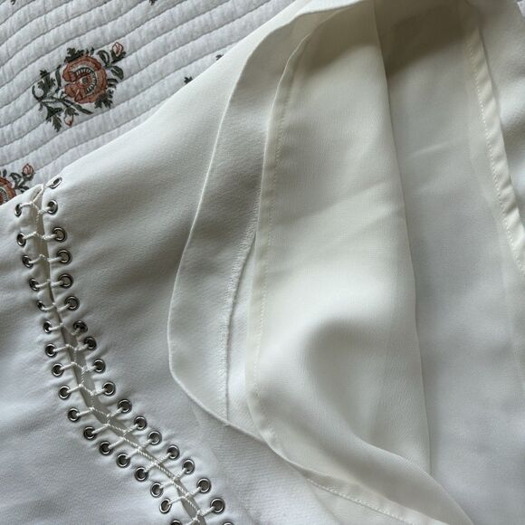 RAMY BROOK Ivory White Shift Laced Up Detail Dress Size 6 Bride Cocktail - Picture 8 of 10